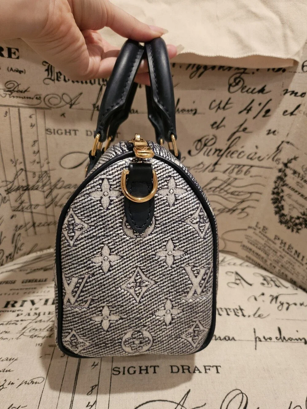 LOUIS VUITTON Speedy 20 Monoglam Bandouliere Jacquard Blue bag